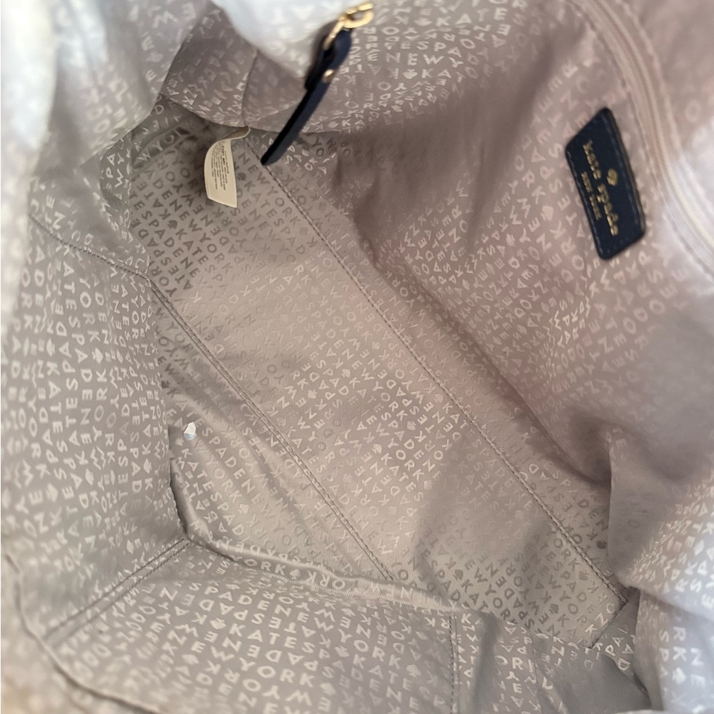 Kate Spade New York Navy Pebbled Leather Hobo Shoulder Bag Gold Hardware - Picture 5 of 11